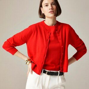 NWT J. Crew Red Arroyo Featherweight Cashmere Cardigan Sz S